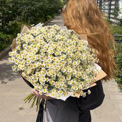 Большой букет из ромашек в крафте