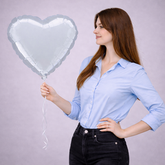 Шар фольгированный «Серебряное сердце» 43 см с гелием