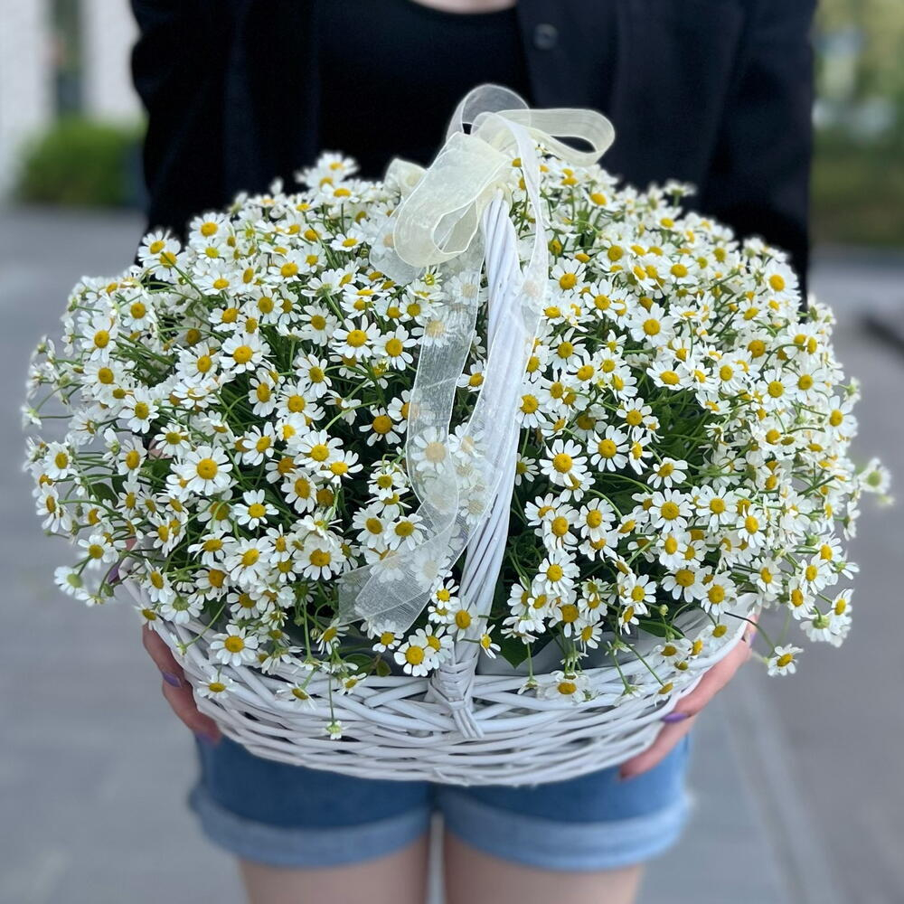 Большая корзина с полевыми ромашками - РИМСКАЯ РОЗА фото №3