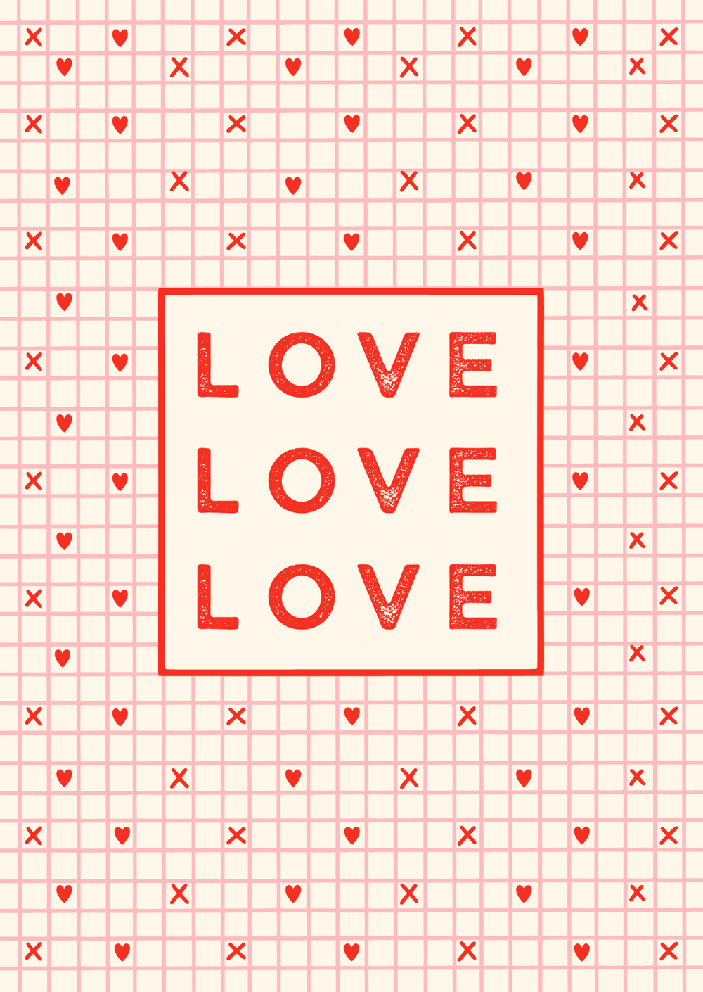 Открытка А6 «LOVE ×3» — графический паттерн (современный стиль) - РИМСКАЯ РОЗА фото №1