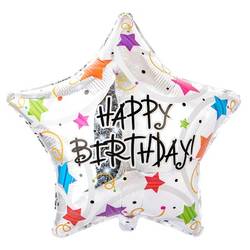 Шар фольгированный С Днем рождения (Happy Birthday) в форме звезды 48 см