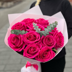 Букет из 11 розовых эквадорских роз Пинк Флойд - РИМСКАЯ РОЗА фото №2