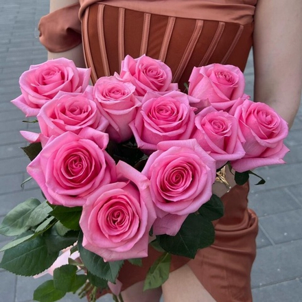 Розовые розы 11 штук
