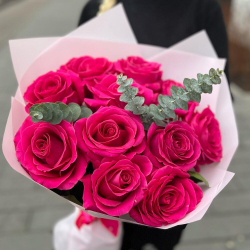 Букет из 11 розовых эквадорских роз Пинк Флойд - РИМСКАЯ РОЗА фото №3