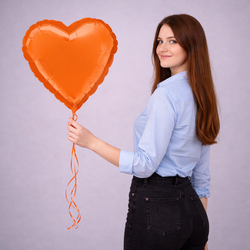 Шар фольгированный «Оранжевое сердце» 43 см с гелием - РИМСКАЯ РОЗА фото №1