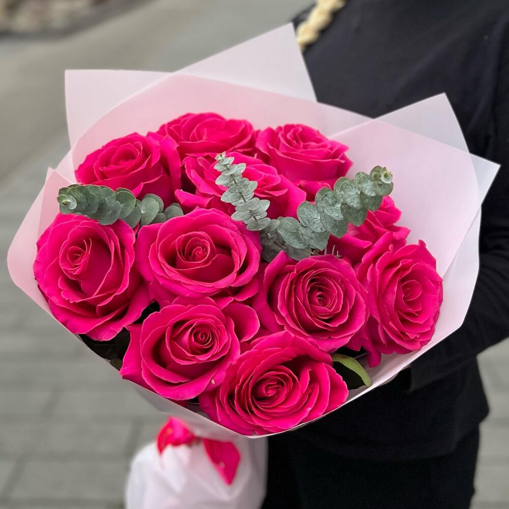 Букет из 11 розовых эквадорских роз Пинк Флойд - РИМСКАЯ РОЗА фото №4