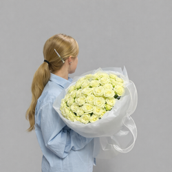 Монобукет из кустовых роз 15 штук - РИМСКАЯ РОЗА фото №2