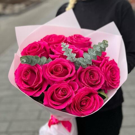 Букет из 11 розовых эквадорских роз Пинк Флойд