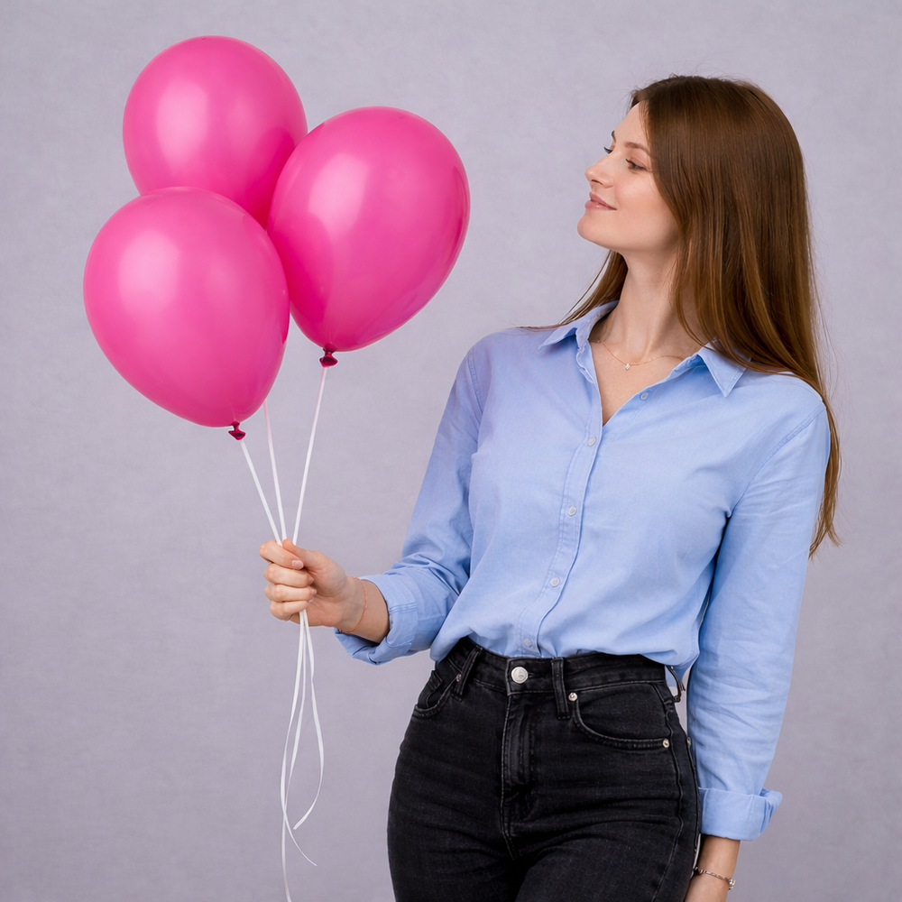 Фонтан из латексных шаров розового цвета 3 штук- РИМСКАЯ РОЗА