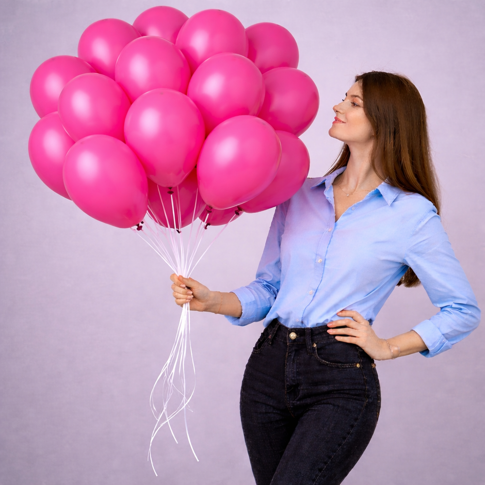 Фонтан из латексных шаров розового цвета 15 штук- РИМСКАЯ РОЗА