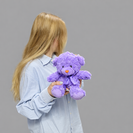 Фиолетовый плюшевый мишка 25 см