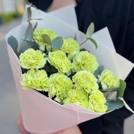 Букет с зелёными гвоздиками