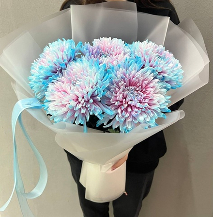 Букет из хризантем в матовой пленке