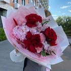 Букет из французской розы, гортензии и альстромерии