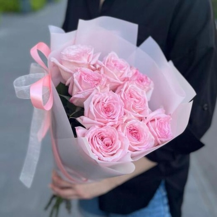 Розовые пионовидные розы Pink Ohara с насыщенным ароматом пиона