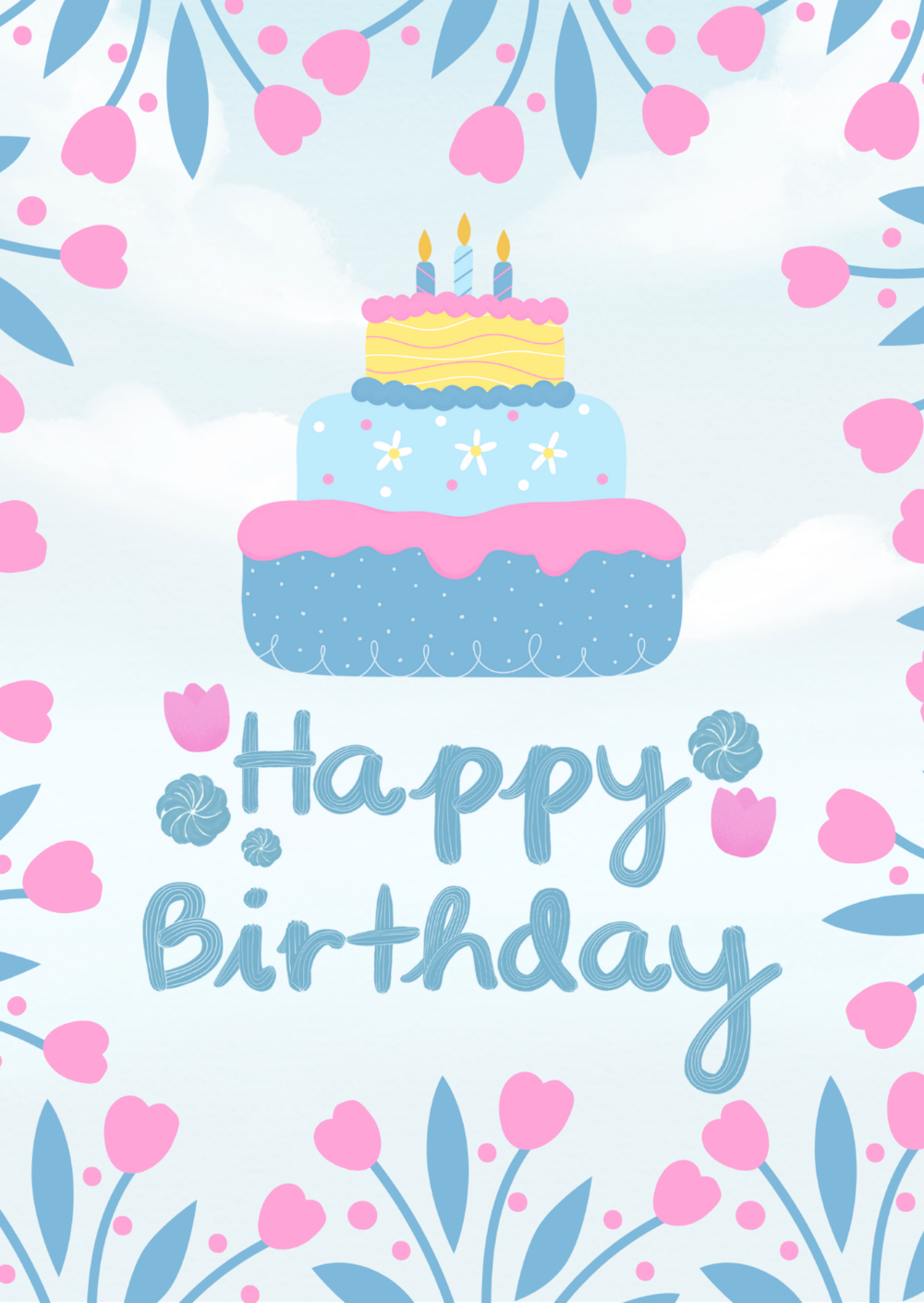 Открытка А6 «Happy Birthday с тортом» - РИМСКАЯ РОЗА фото №1