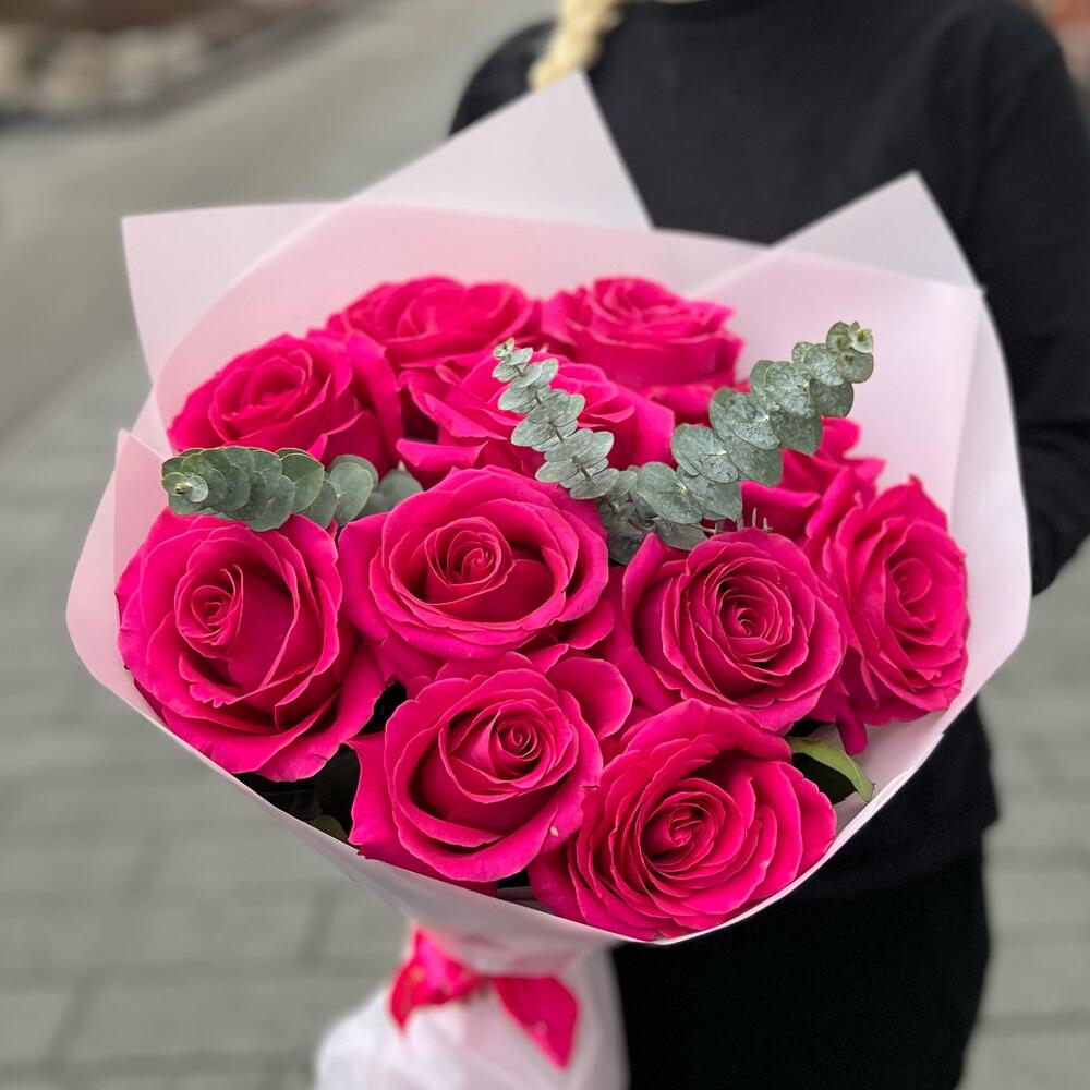 Букет из 11 розовых эквадорских роз Пинк Флойд - РИМСКАЯ РОЗА фото №2