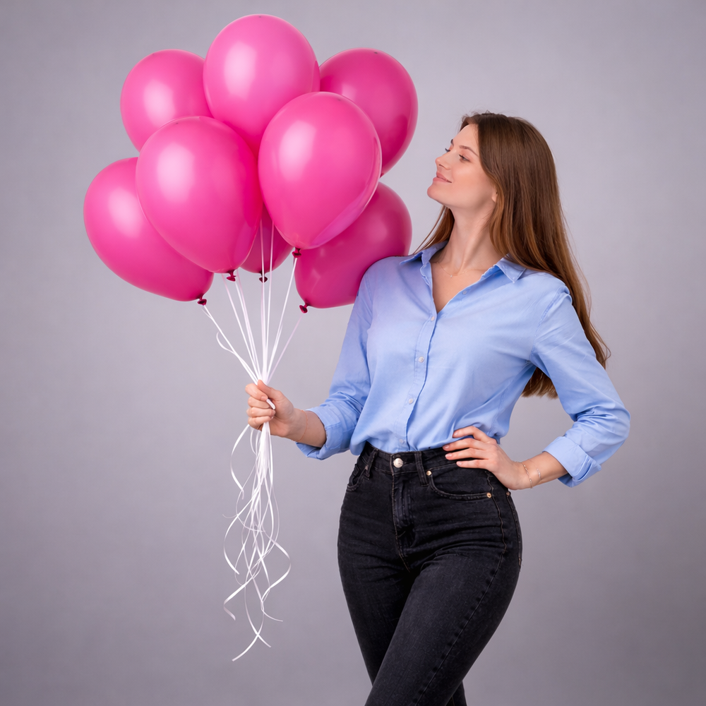 Фонтан из латексных шаров розового цвета 7 штук- РИМСКАЯ РОЗА