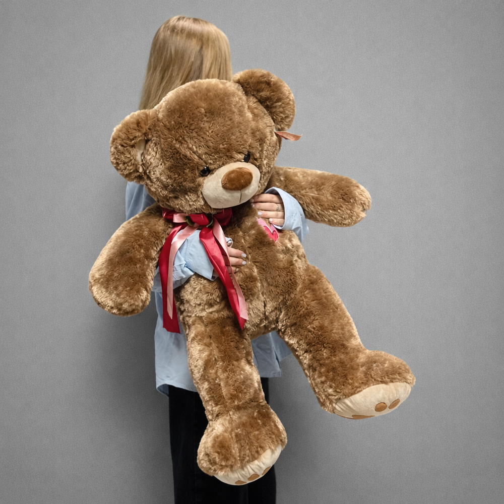 Большой плюшевый медведь 90 см с бантом - РИМСКАЯ РОЗА фото №1