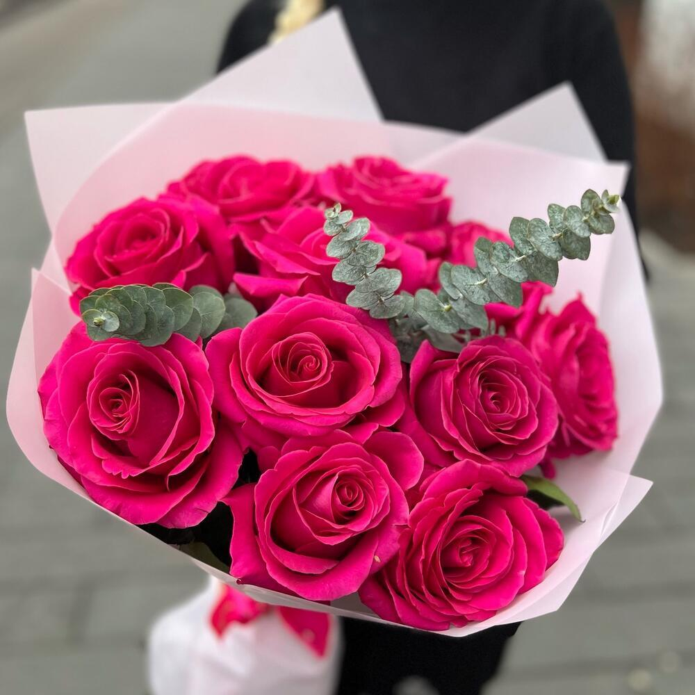 Букет из 11 розовых эквадорских роз Пинк Флойд - РИМСКАЯ РОЗА фото №3