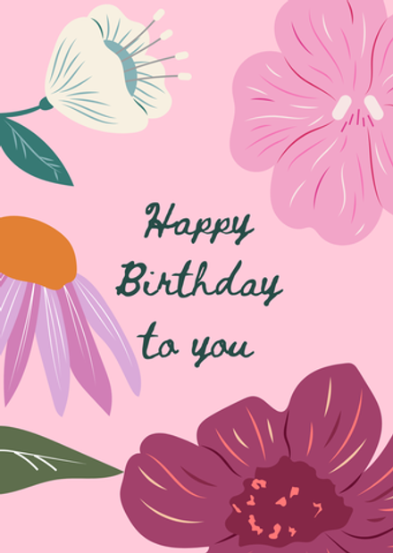 Открытка А6 «Happy Birthday to You» с цветочным дизайном