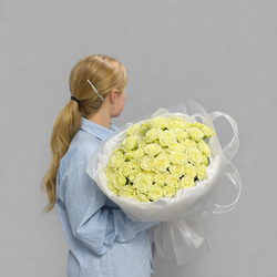 Монобукет из кустовых роз 15 штук - РИМСКАЯ РОЗА фото №1