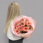 Букет из роз Мандарин Экспрешн (Mandarin Expression) 9 штук и хамелациума