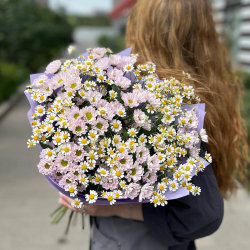 Букет из ромашек и кустовых хризантем - РИМСКАЯ РОЗА фото №1