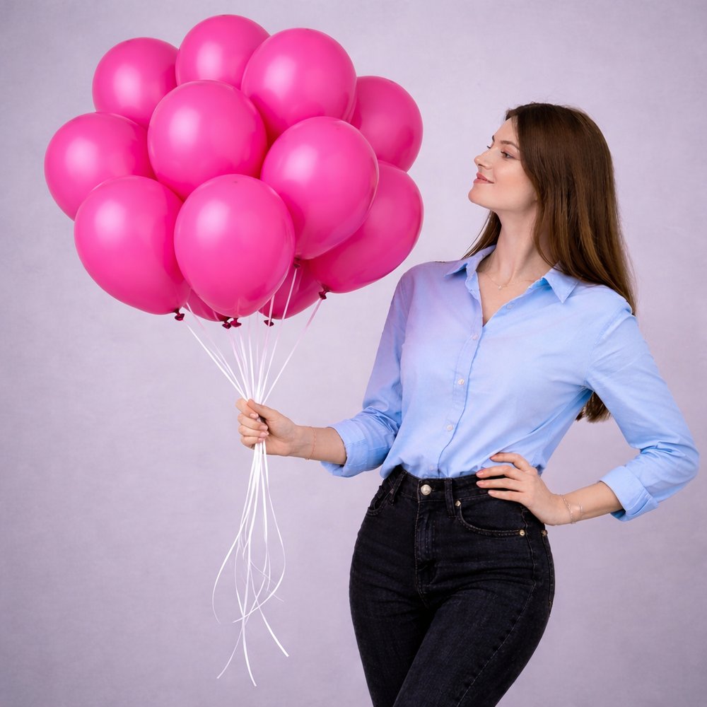 Фонтан из латексных шаров розового цвета 11 штук- РИМСКАЯ РОЗА