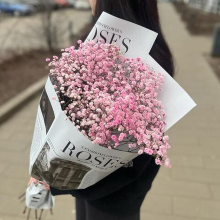 Букет из розовой гипсофилы