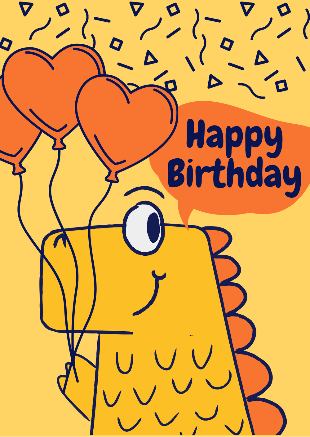 Открытка А6 «Happy Birthday» с динозавром и воздушными шарами - РИМСКАЯ РОЗА фото №1