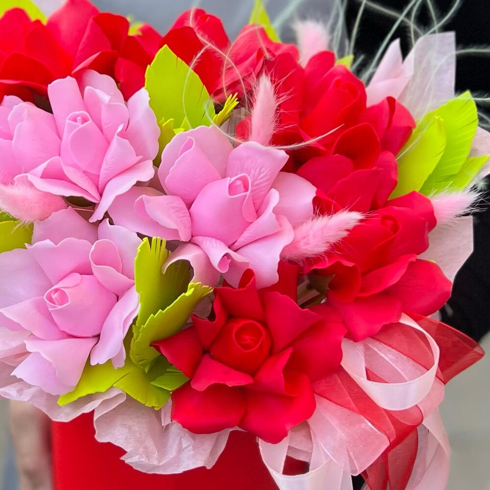 Букет из ароматных мыльных роз в коробке - РИМСКАЯ РОЗА фото №4