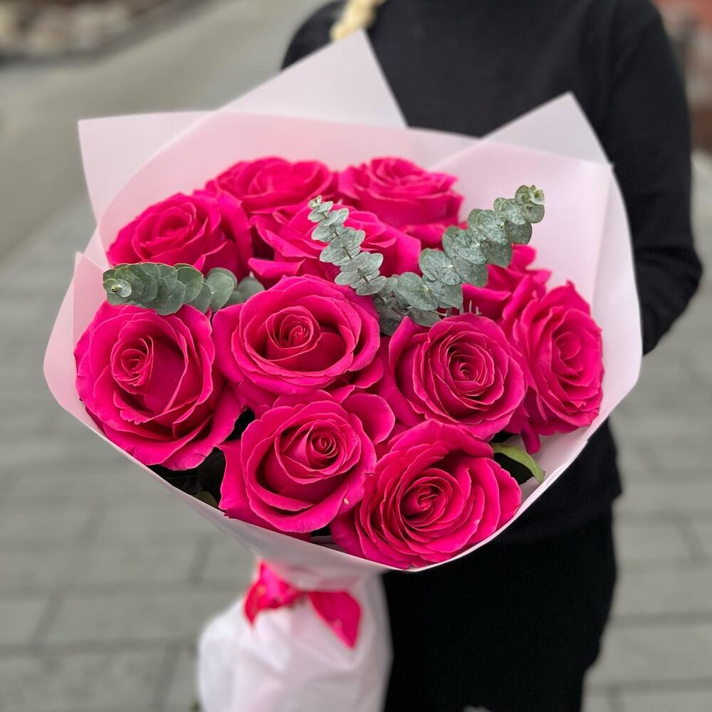 Букет из 11 розовых эквадорских роз Пинк Флойд - РИМСКАЯ РОЗА фото №1